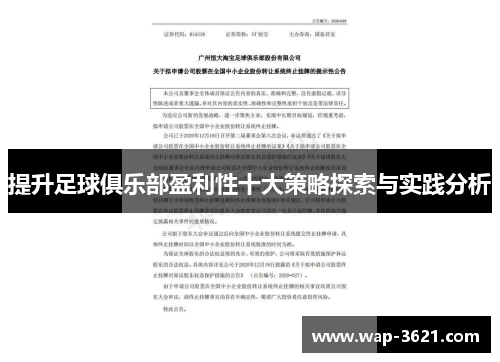 提升足球俱乐部盈利性十大策略探索与实践分析